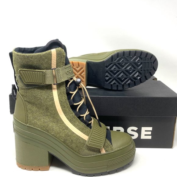 Converse CTAS GR 82 XX-HIgh Top Olive Heels Womens - Picture 3 of 10